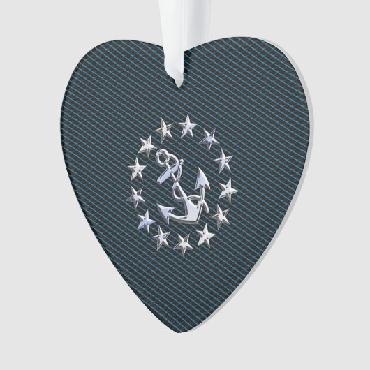 Blue Chrome like Yacht Flag Automotive Grille Ornament (voorkant)