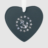 Blue Chrome like Yacht Flag Automotive Grille Ornament (voorkant)