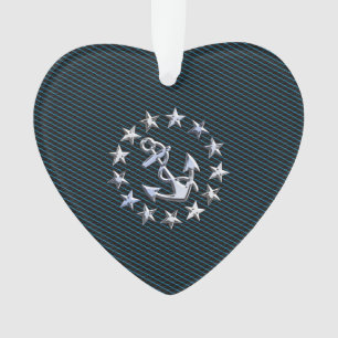 Blue Chrome like Yacht Flag Automotive Grille Ornament