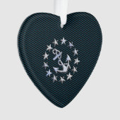 Blue Chrome like Yacht Flag Automotive Grille Ornament (voorkant)