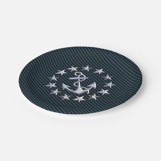 Blue Chrome like Yacht Flag Automotive Grille Papieren Bordje (Gekanteld)