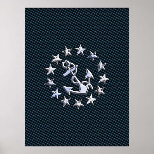 Blue Chrome like Yacht Flag Automotive Grille Poster (Voorkant)