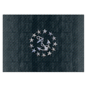 Blue Chrome like Yacht Flag Automotive Grille Snijplank