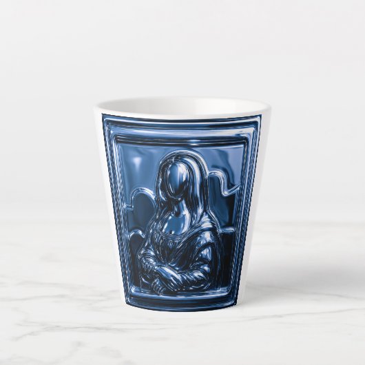 Blue Chrome Mona Relief Latte Mok (Voorkant)