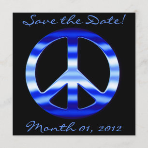 Blue Chrome Peace Sign-uitnodigingen Save The Date