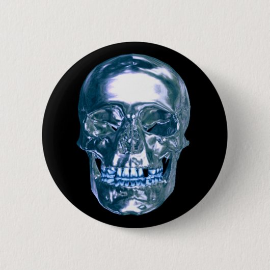 Blue Chrome Skull Button (Voorkant)