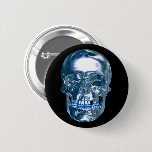 Blue Chrome Skull Button (Voorkant /achterkant)