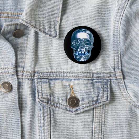 Blue Chrome Skull Button (In situ)