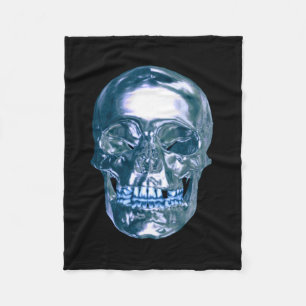 Blue Chrome Skull Fleece Blanket Deken