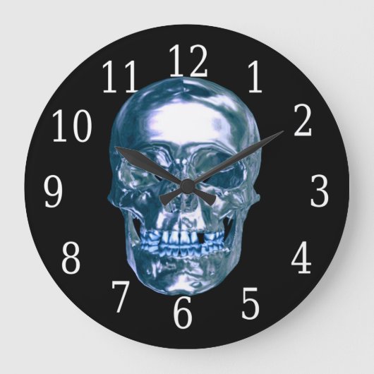 Blue Chrome Skull Grote Klok (Voorkant)