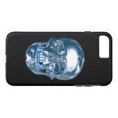 Blue Chrome Skull iPhone 7 Hoesje (Achterkant (Horizontaal))