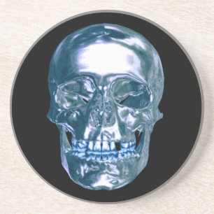 Blue Chrome Skull Onderzetter