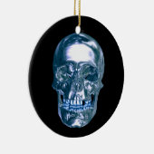 Blue Chrome Skull-Ornament Keramisch Ornament (Rechts)
