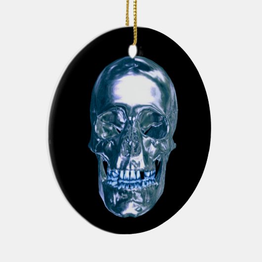 Blue Chrome Skull-Ornament Keramisch Ornament (Rechts)