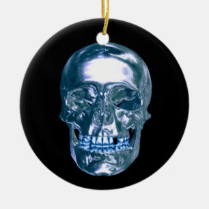 Blue Chrome Skull-Ornament Keramisch Ornament