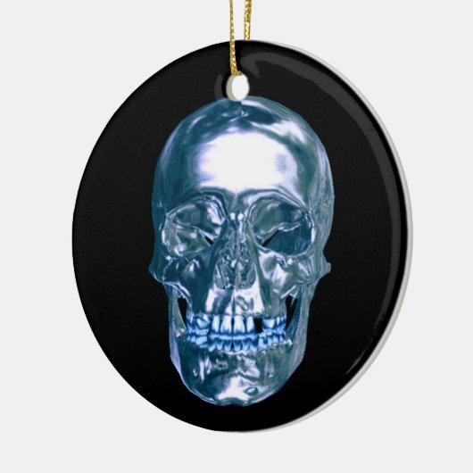 Blue Chrome Skull-Ornament Keramisch Ornament (Links)