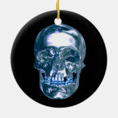 Blue Chrome Skull-Ornament Keramisch Ornament (Achterkant)