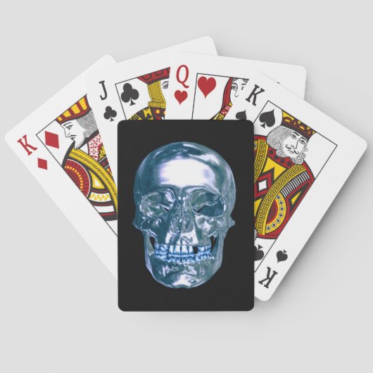Blue Chrome Skull-spelkaarten Speelkaarten (Achterkant)