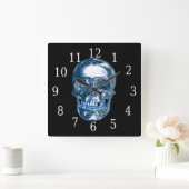 Blue Chrome Skull Square klok (Huis)