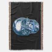 Blue Chrome Skull Throw Blanket Deken (Voorkant Verticaal)