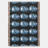 Blue Chrome Skull Throw Blanket Deken (Voorkant Verticaal)