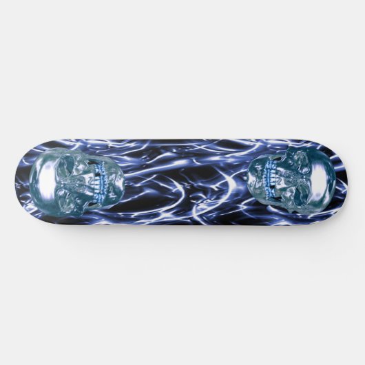 Blue Chrome Skulls Skateboard (Horizontaal)