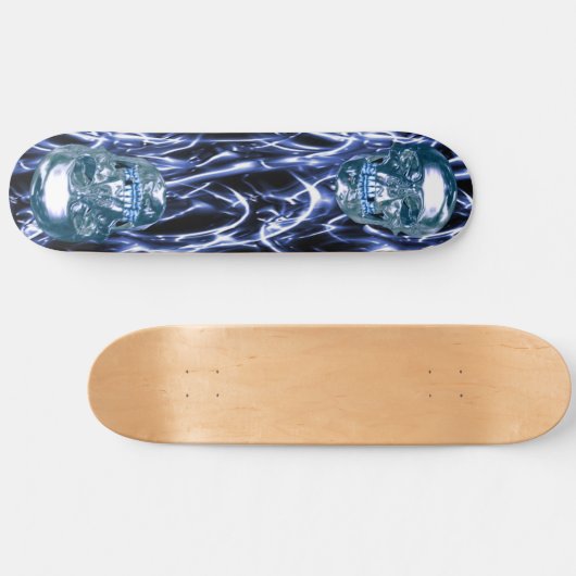Blue Chrome Skulls Skateboard (Horizontaal)