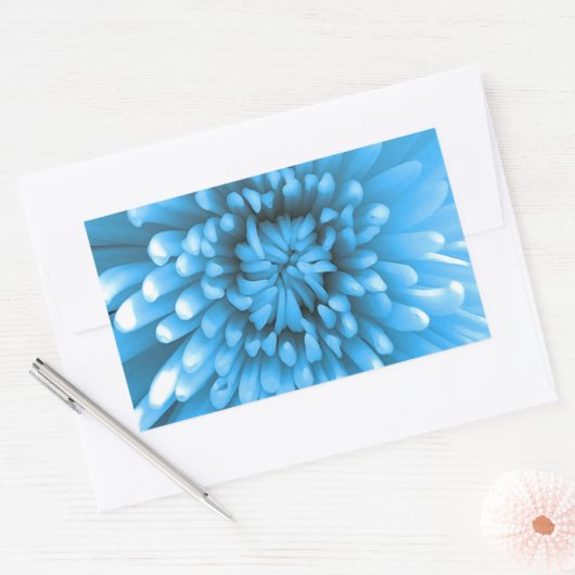 Blue Chrysanthemum Rechthoekige Sticker (Envelop)