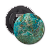 Blue Chrysocolla Mineral Stone Button Flesopener (Voorkant)