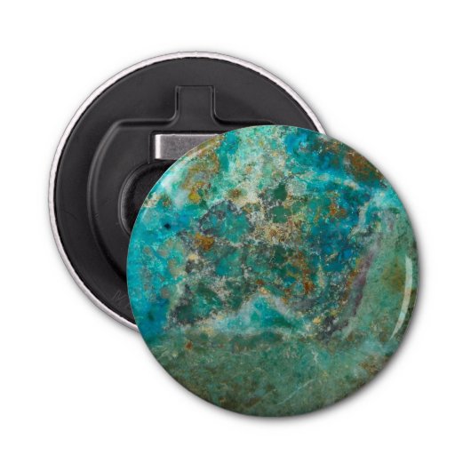 Blue Chrysocolla Mineral Stone Button Flesopener (Voorkant)