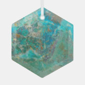 Blue Chrysocolla Mineral Stone Glas Ornament (Voorkant)