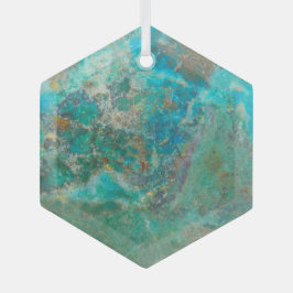 Blue Chrysocolla Mineral Stone Glas Ornament