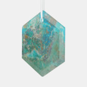 Blue Chrysocolla Mineral Stone Glas Ornament (Voorkant links)
