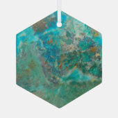 Blue Chrysocolla Mineral Stone Glas Ornament (Achterkant)