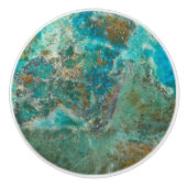 Blue Chrysocolla Mineral Stone Keramische Knop (Voorkant)