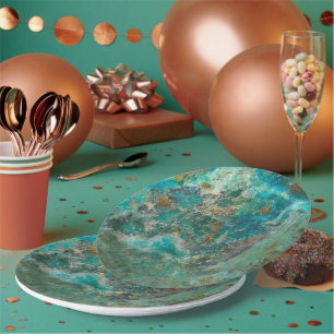 Blue Chrysocolla Mineral Stone Papieren Bordje