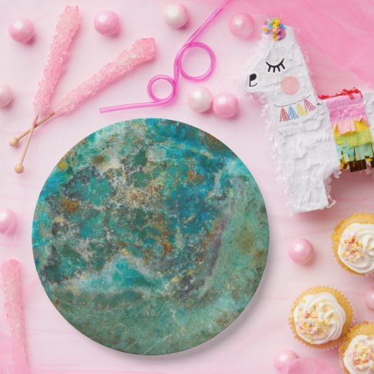 Blue Chrysocolla Mineral Stone Papieren Bordje (Feest)