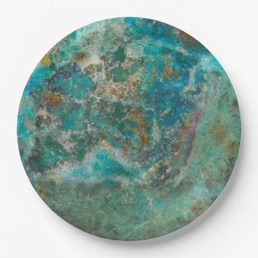 Blue Chrysocolla Mineral Stone Papieren Bordje (Voorkant)