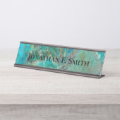 Blue Chrysocolla Mineral Stone Personalized Bureau Naambordje (Voorkant)