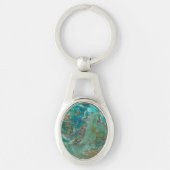 Blue Chrysocolla Mineral Stone Sleutelhanger (Voorkant)