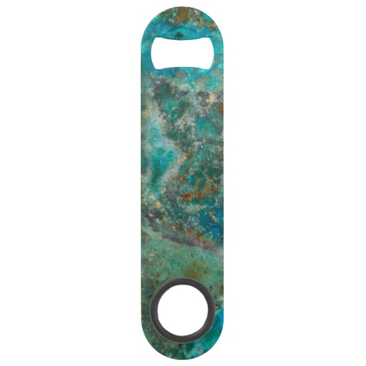Blue Chrysocolla Mineral Stone Speed Flessenopener (Achterkant)