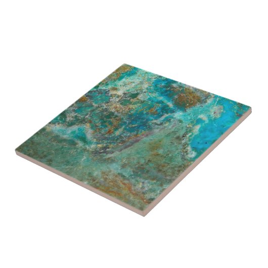 Blue Chrysocolla Mineral Stone Tegeltje (Zijkant)