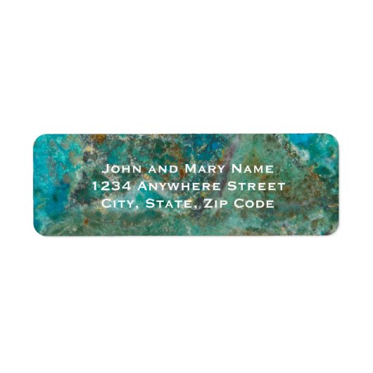Blue Chrysocolla Minerals Stone Return Address Etiket (Voorkant)