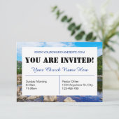 Blue Church Invitation Kaart (Staand voorkant)