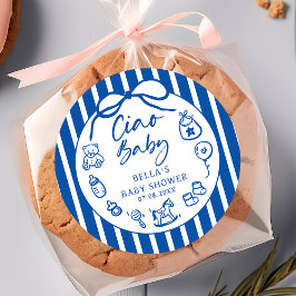 Blue Ciao Baby Italiaans Baby shower Sticker