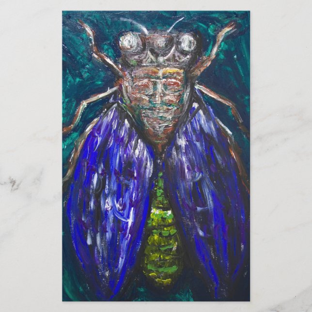 Blue Cicada (schilderij van Surreal Realism insect (Voorkant)