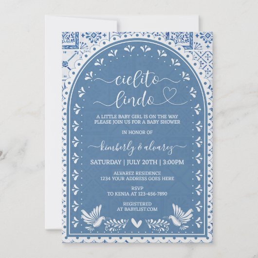 Blue Cielito Lindo Baby shower Invitation Kaart (Voorkant)