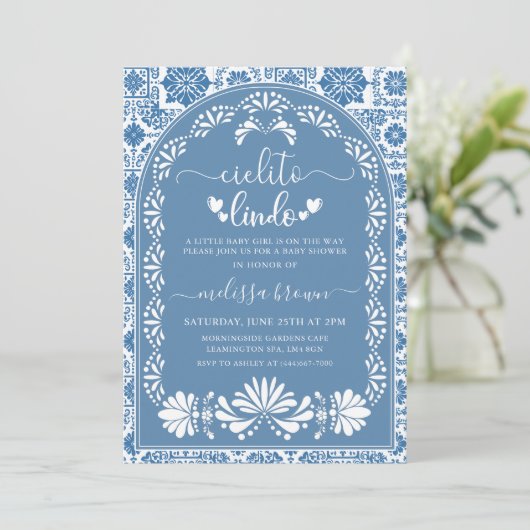 Blue Cielito Lindo Baby shower Uitnodiging (Staand voorkant)