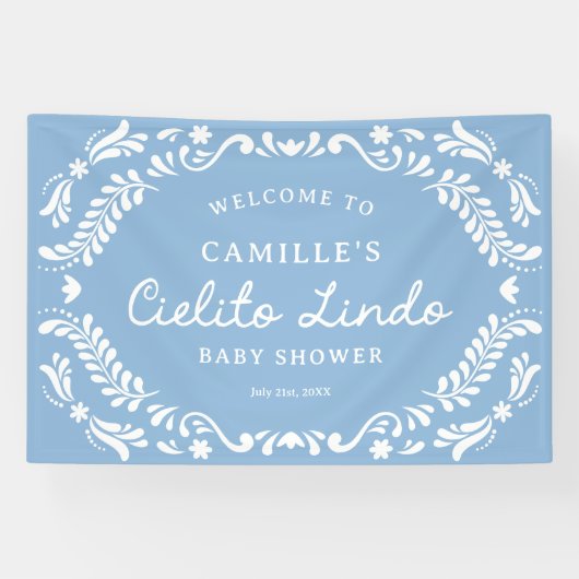Blue Cielito Lindo Baby shower Welkom Spandoek (Horizontaal)