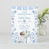  Blue Cielito Lindo First Holy Communion  Kaart (Staand voorkant)